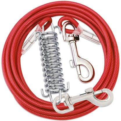 Steel Wire Dog Tie Out Cable, Dog Runner for Yard, Durable Superior Clips, Silver Dog Chains