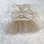 Luxury Embroidery Tulle Dog Dress for Small Medium Dogs Cats, Gold Pet Dress with Bowknot Chihuahua Pomeranian Summer Clothes