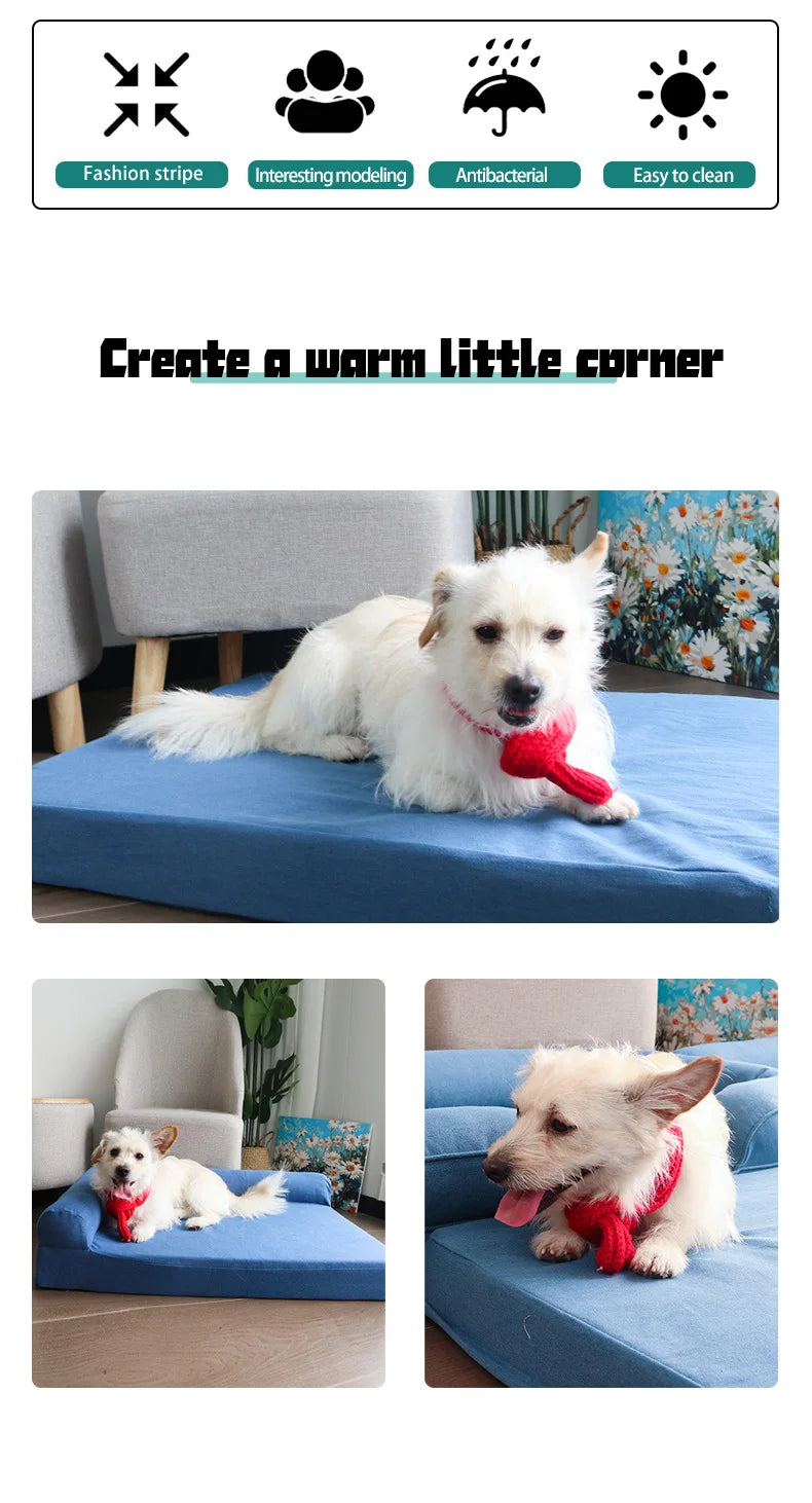 Denim Pet Sofa Kennel Removable Pet Kennel Cat Bed Cat Nest Summer Cool