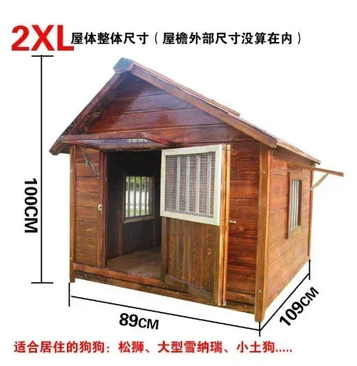 Dog House Outdoor Waterproof  Solid Wood Dog Villa with Yard Outdoor Rainproof Type Four Seasons Universal Pet Kennel