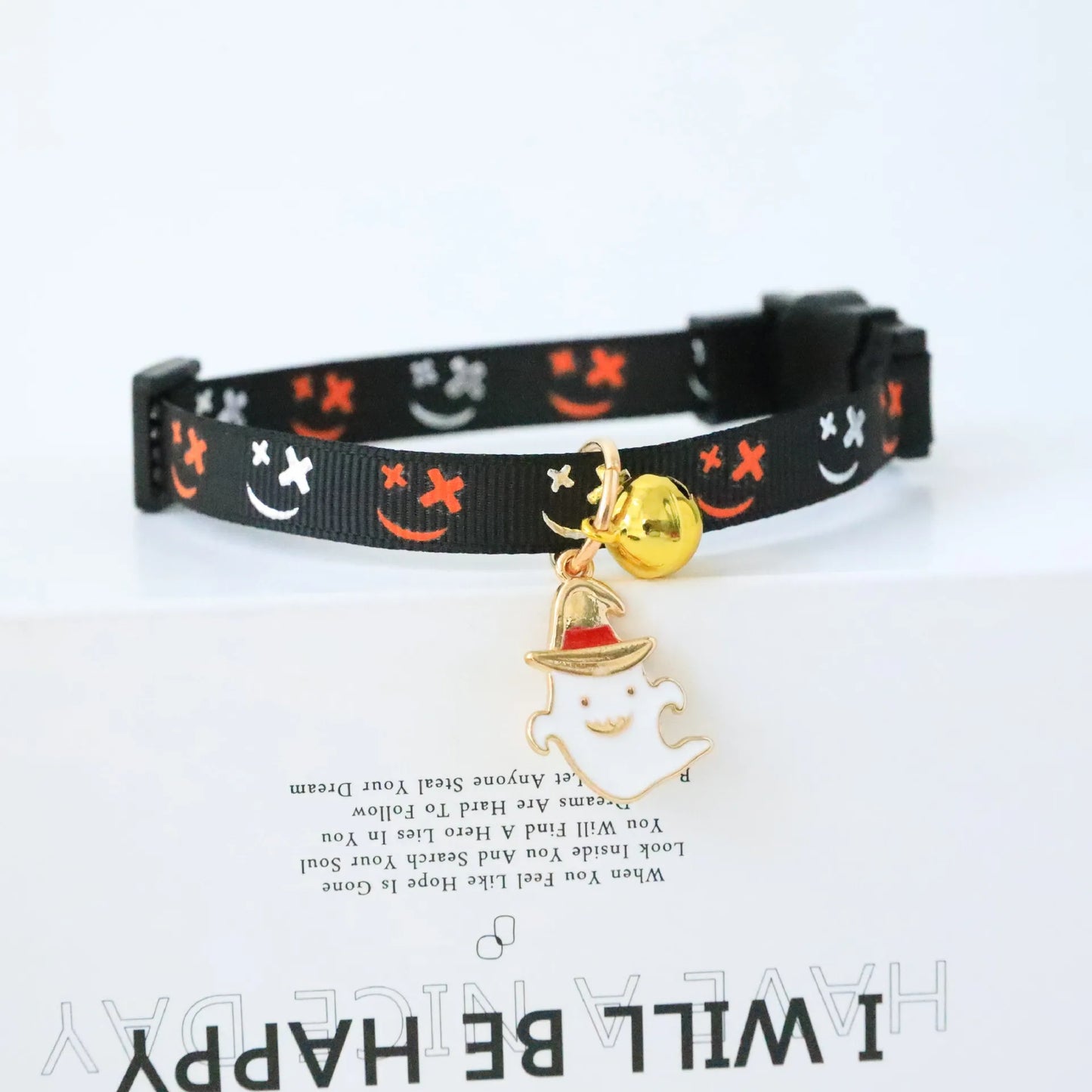 Funny Cosplay Collar Accessories for Dogs Scary Halloween Printing Ghost Pumpkin Pet Neck Wear Ring Bell Cartoon Cat Necklace