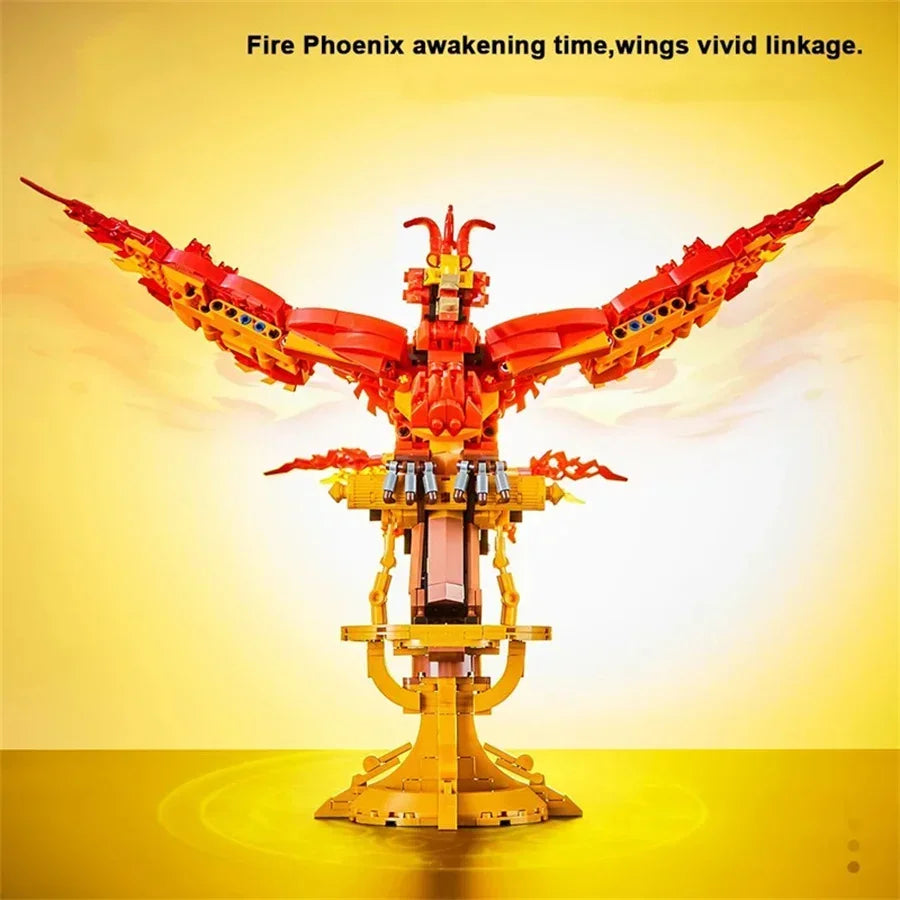 New Magic Movie Fire Phoenix Chinese Fly Divine Beast Building Blocks Bricks Mythical Animal Bird Model Assembled Toy Kid Gifts