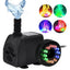 W Ultra Quiet Submersible Water Fountain Filter Fish Pond Aquarium Water Pump Tank Fountain With 12 Lights