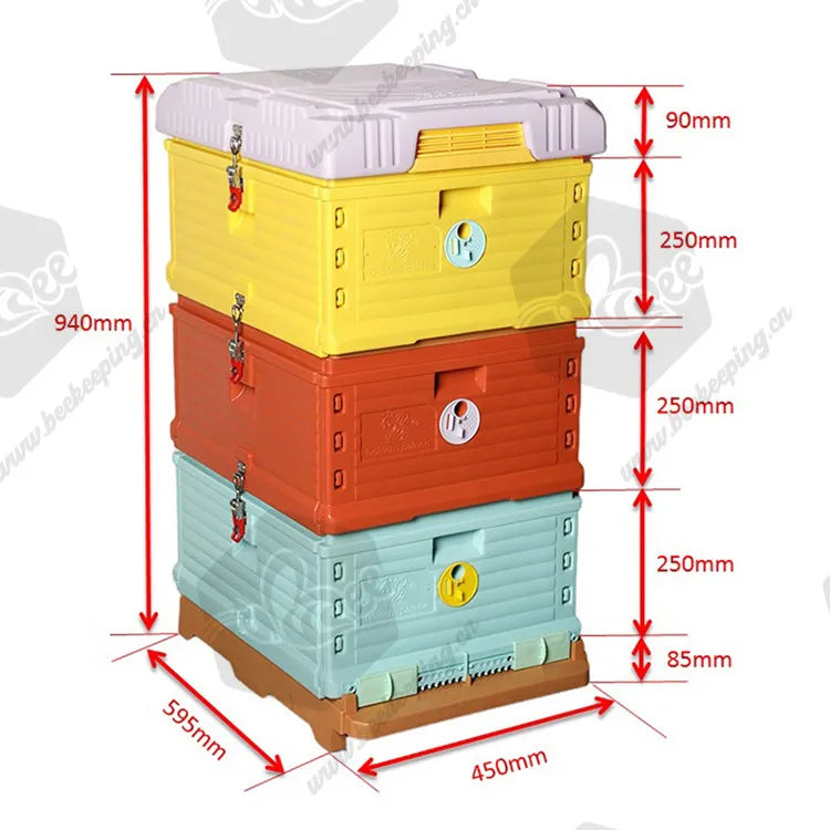 Heat Preservation Plastic Thermo Honey Bee Hive Langstroth 1 Layer 10 Frame Multifunction Bee Box Color Beehive House Apiculture