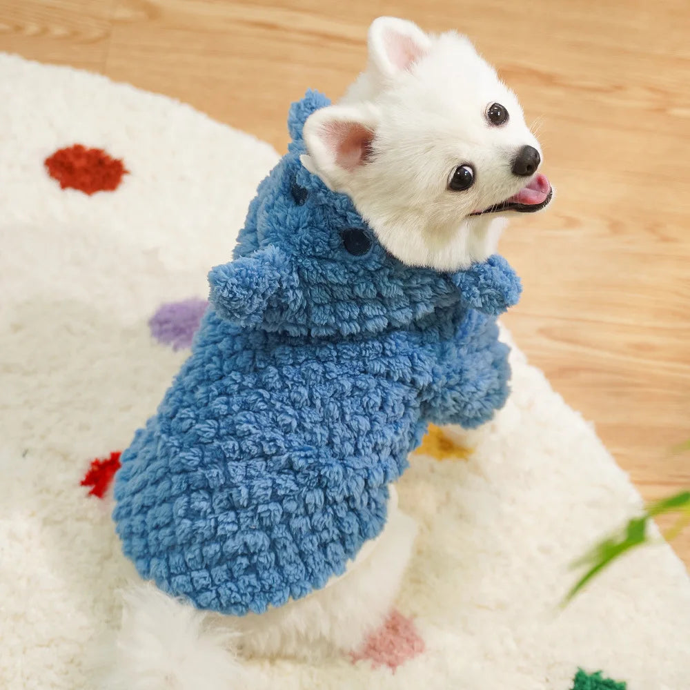 Funny Dog Shark Costume Cute Autumn Winter Pet Clothes Halloween Holiday Coat Cosplay Dress Warm Fleece Hoodie for Small Dogs