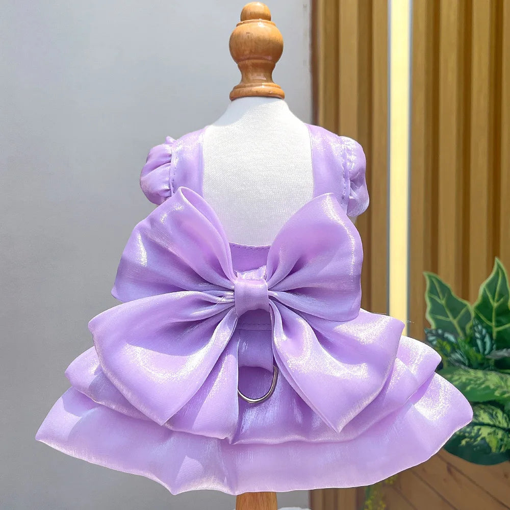 Big Bow Pet Wedding Dress with Buckle Luxury Dog Full Dresses for Small Dogs Pomeranian Poodle Puppy Cat Skirt mascotas Clothes