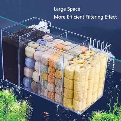 4 in 1 Fish Tank External Filter Box Acrylic Filter Dry and Wet Separation Small Silent External Suspend Aquarium Drip Overflow