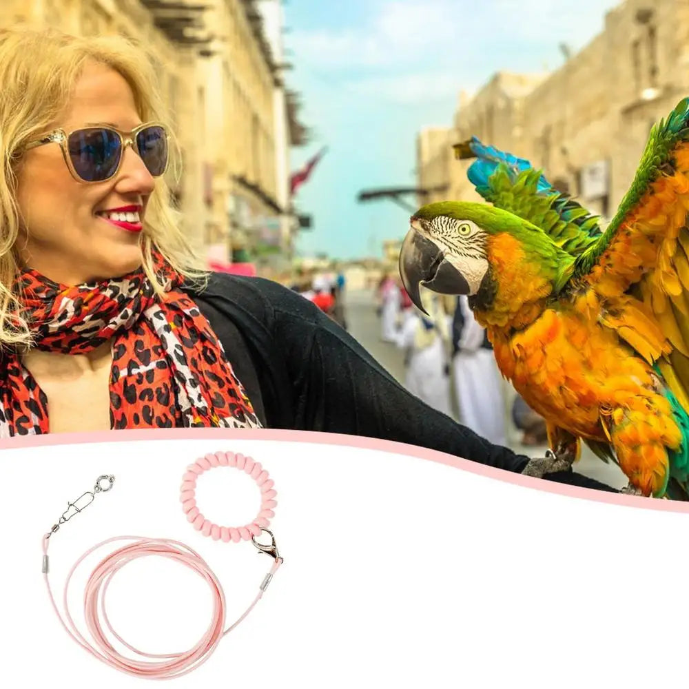 Detachable Bird Foot Chain Outdoor Parrot Pet Flying Rope Biting-Resistant Bird Training Toy With Ankle Foot Ring For Terrace