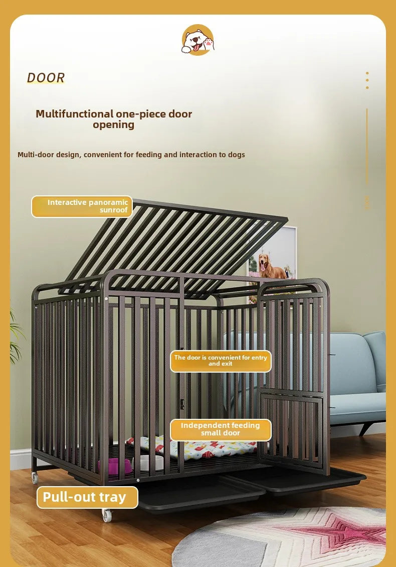 Dog cage Household Indoor with toilet Large Medium Small Dog Teddy Corgi Bichon Shiba Golden Retriever Large cage Kennel