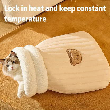 New Creative Pocket Cat Nest Semi-enclosed Pet Sleeping Bag Lambswool PP Cotton Warm And Comfortable Cat Sleeping 44/54cm Bag