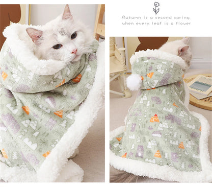 Sphynx Cat Sleeping Bag Cloak Winter Warm Pet Mat Blanket for Cats Gotas Kitten Sleeping Quilts mascotas Accessories Hood Pajama