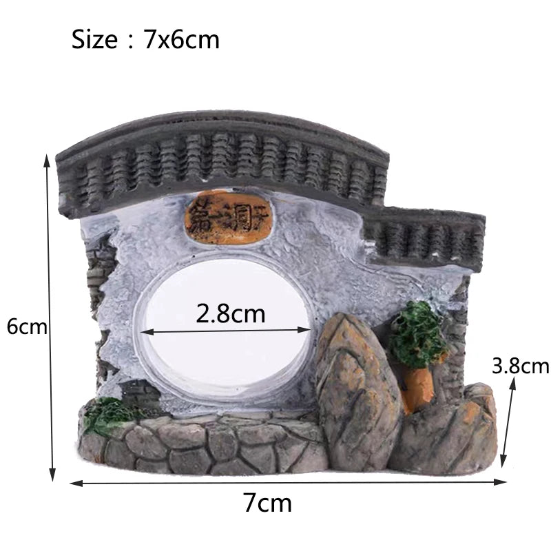 Resin Door Aquarium Decoration Fish Tank Ornament Acuario Rocks for Aquarium Fish Decor For Small Fish Shrimp Shelter House Hot