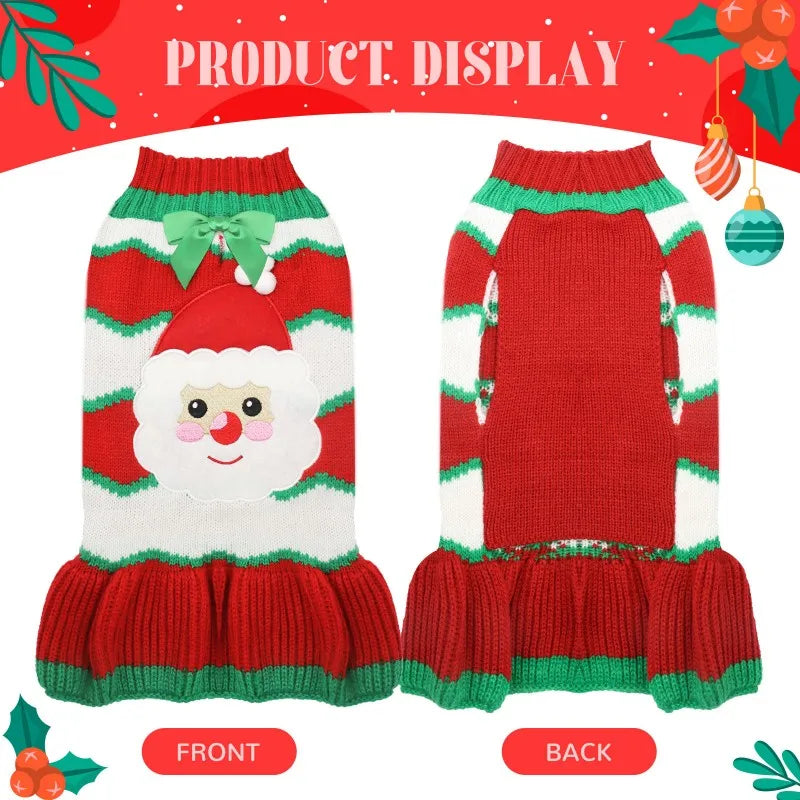 Christmas Dress for Dogs Winter Dog Clothes Dog Knitted Coat Puppy Warm Overalls Chihuahua French Bulldog Costume Dog Sweater