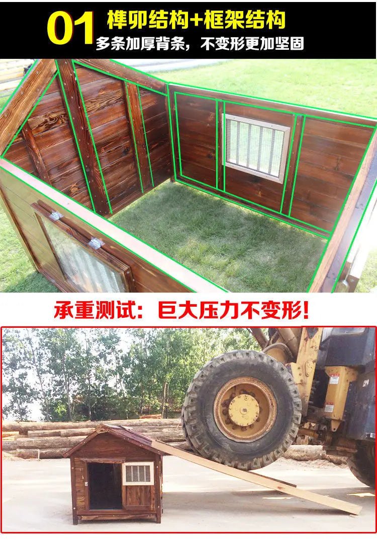 Outdoor Solid Wood Labrador Kennel Waterproof Small Medium Large Dog Cage Golden Retriever Teddy Kennel