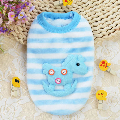 Cartoon Puppy Clothes Winter Warm Flannel Dog Vest Cat Bunny Chihuahua Sweater Cute Soft Mini Pet Apparel for Pig Rabbit Ferret