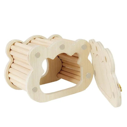 Wooden Hamster Hideout Cute Cloud-Shaped Tiny Wooden House Small Animals Habitat Hut Pets Pets WoodlandHouse Habitats Decor
