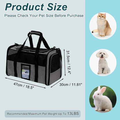 UXCELL Pet Carrier Puppy Carrier Dog Bags for Small Cats Dogs Puppies Up to 13 Lbs Black 600D Oxford Cloth Pet Carriers