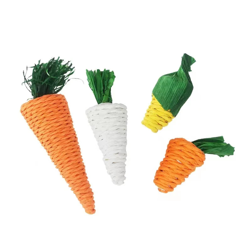 Natural Straw Rope Carrot Hamster Molar Chew toy Small Pets Toys For Hamster Rabbit Grinding Groducts Gnaw Toy Supplies