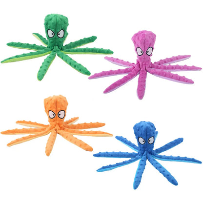 Dog Squeaky Toys Octopus - No Stuffing Crinkle Plush Dog Toys for Puppy Teething, Durable Interactive Dog Chew Toys for Small, M