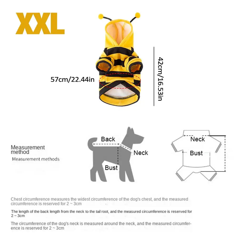 Dog Bee Costume Pet Bee Halloween Hoodies Soft Pet Halloween Christmas Cosplay Dress Hoodie Cosplay Clothes for Dog Cat Puppy