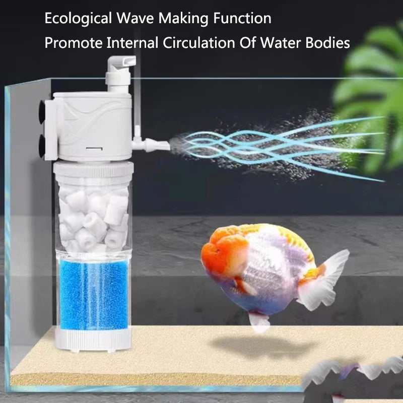 5-in-1 Internal Aquarium Filter Pump Fish Tank Submersible Silent Air Oxygen Aerator Internal Water Pump Aquarium Air Pump Wave