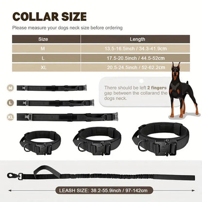 Tactical Dog Collar Leash Nylon Walking Training Pet Collar Set for Medium Large Dogs German Shepherd Dog Collar with Handle