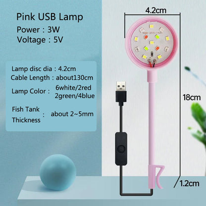 3W 5V USB Aquarium Light LED Waterproof Fish Tank Lighting Underwater Fish Lamp Aquariums Decor Plant Lamp Mini fish tank light