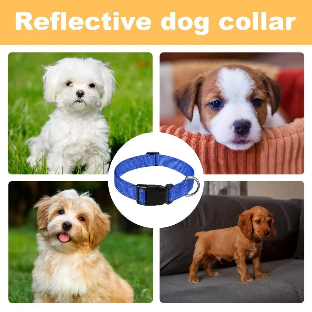 Reflective Dog Collar Adjustable Cat Collar Safety Nylon Pet Collar Durable Comfortable Reflective Pet Collar Pet Supplies