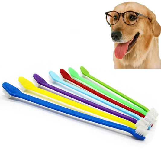 1pcs 22cm Handle Tooth Brush For Pet Dog Cat Plastic Healthy Toothbrush Mouth Cleaning Pet Cat Dog accessrioes Finger Brushes