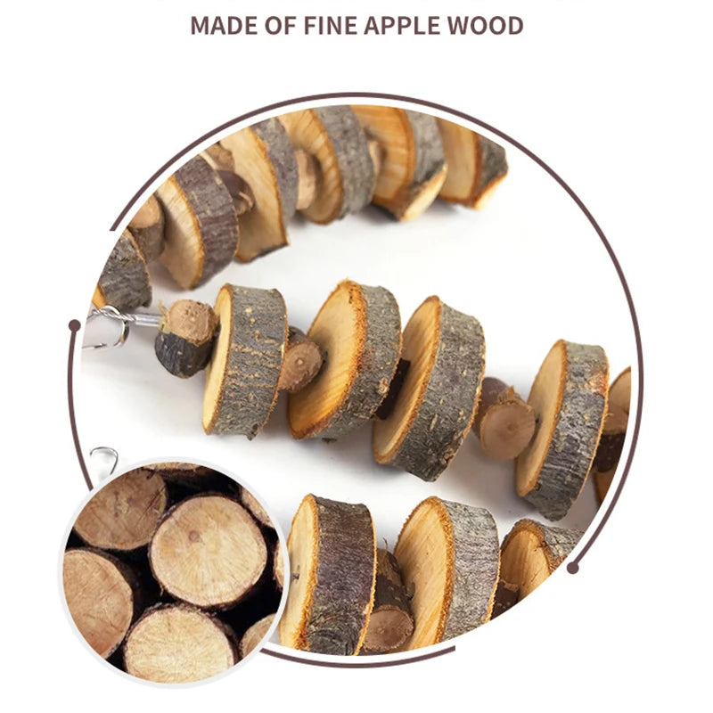 Natural Wooden Small Pet Toys Molar Chew Toy Hangable Apple Tree Wood Bite Toys For Hamster Rabbit guinea pig Toys Accessories