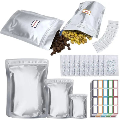 Mylar Bags With Oxygen Absorbers Mylar Bags For Food Storage With 100x400CC Oxygen Absorbers 3 Layers Thicken Resealable Bags