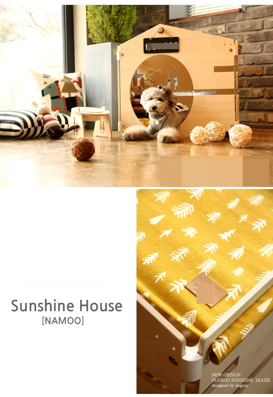 Pet natural birch hairball decoration, kennel wooden house, pet tent shed design