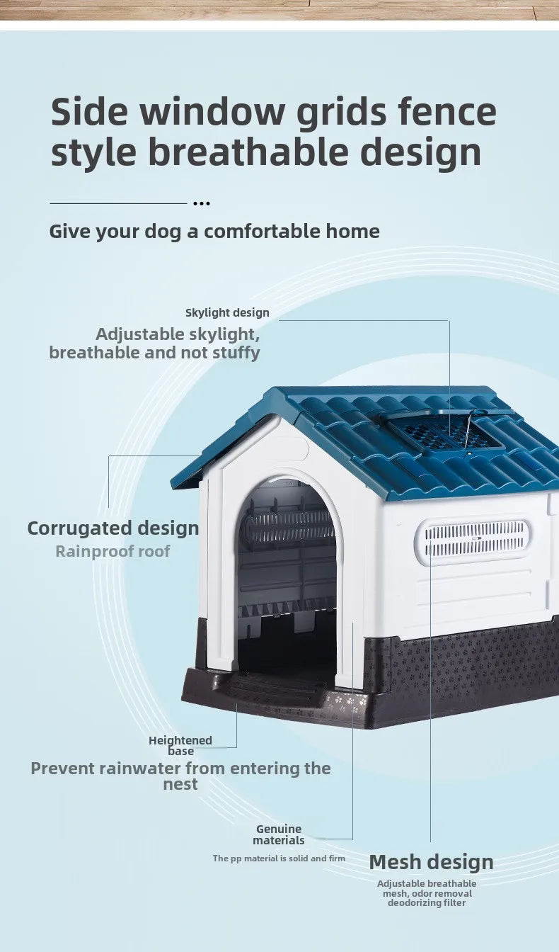 Outdoor Rainproof Pet Nest Four-season Universal with Toilet Plastic Kennel Sunscreen Dog Shed with Toilet with Toile