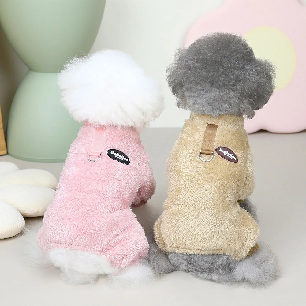 Fleece Pet Clothing Autumn Winter Warm Dog Jumpsuit Pajamas For Small Dogs Bichon Pomeranian Clothes Puppy Dog Cat Overalls Coat
