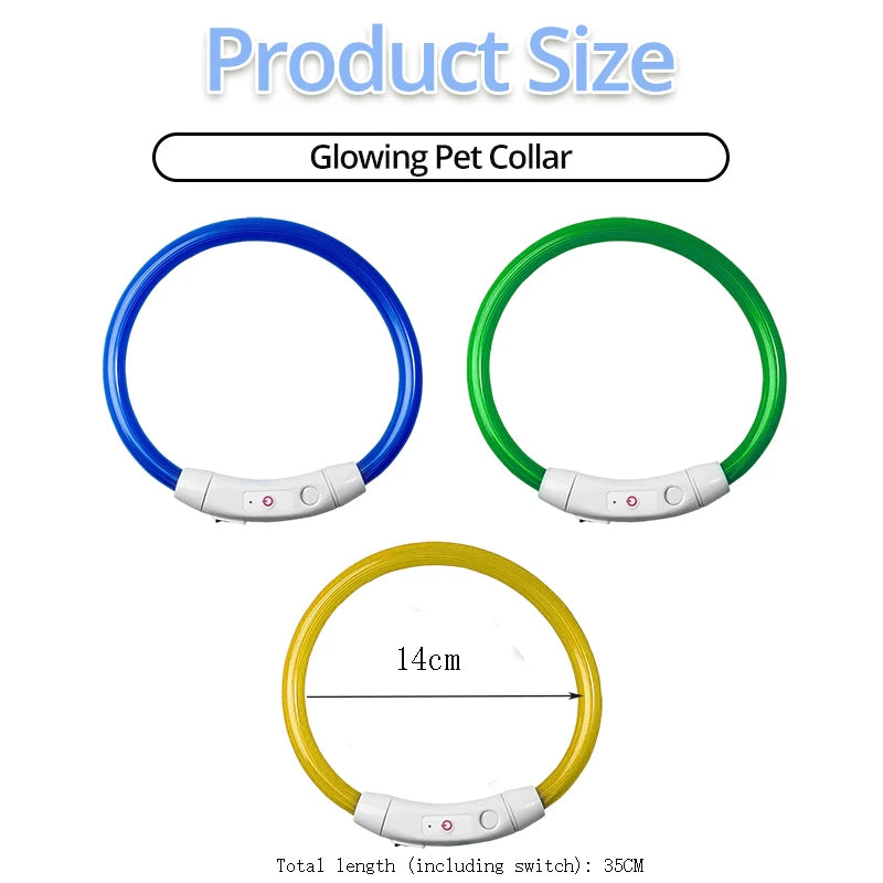 LED Dog Collar Light Up Dog Collars USB Rechargeable TPU Glow Safety Basic Dog Collars for Large Medium Small