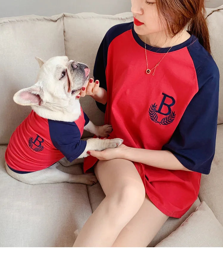 Dog Vest  Dog Shirts for Dogs  Dog Costume  Dog Clothes Parent-child Wear Spring and Summer Embroidery Four Colors