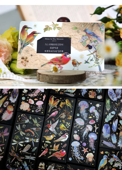 3pcs Kawaii Feather Dragonfly Bird Jellyfish Decorative Stickers Pack Scrapbooking Material Label Diary Phone Journal Planner
