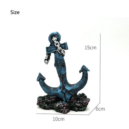 Resin Aquarium Ornaments DecorationsSimulated Ship Anchor sinking Ship Landscaping Accessories For Fish Tank Aquarium Background