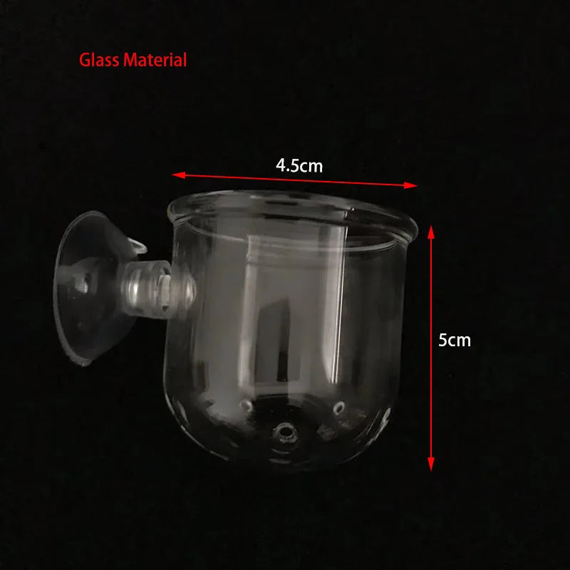 1Pc Glass Aquarium Feeder Hanging Fish Tank Mini Crystal Pot Polka Water Potted Planting Cylinder Cup Aquarium Decor Accessories