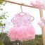 2023Summer Hotsell Sweet Princess Dog Dress Puppy Skirt Cat Clothes Peach Flower Mesh Pet Clothes Chihuahua York Wedding Dresses