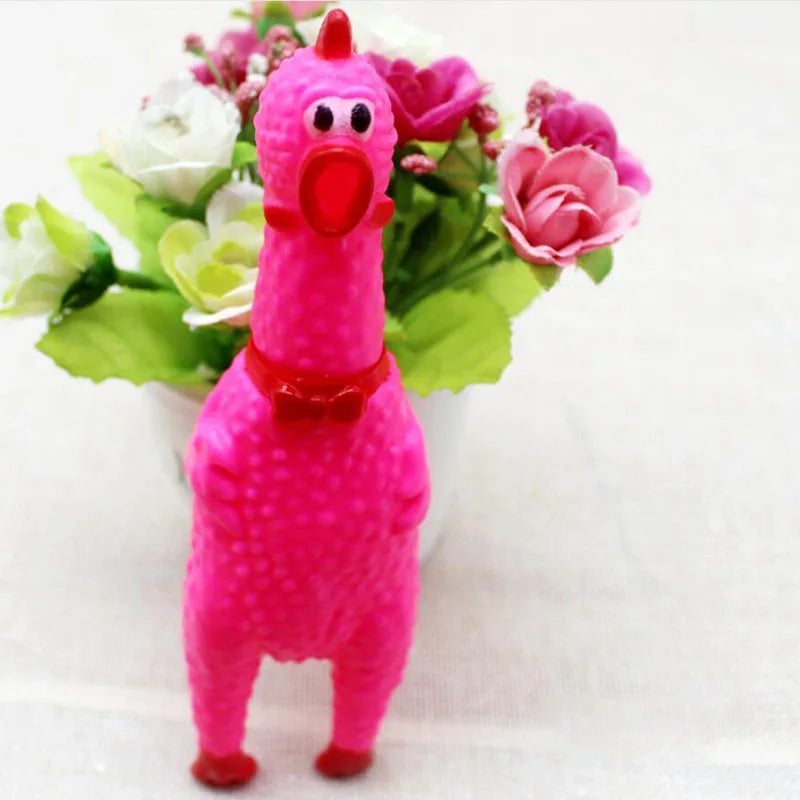 Interactive Rubber Squeaky Pet Dog Toys Pet Tooth Chewing Cleaning Toys Dog Cat Colorful Screaming Chicken Dog PopularToy Hot