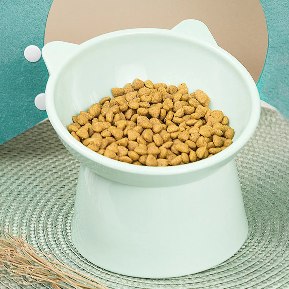 Pet Cat Dog Bowl High Foot Dog Bowl Neck Protector Cat Pet Food Water Bowl Anti-Overturning Binaural Washable Pet Feeding Bowl