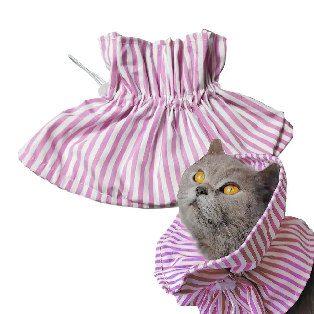 Cat Elizabethan Collar Polyester Elizabethan Collar For Recovery Drawstring Design Comfortable Pet Supplies Adjustable