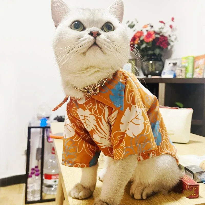 Pet Dog Beach Shirt Summer Dog Clothes Hawaiian Style Puppy Kitten Costume Dog Cooling Vest Chihuahua Bichon Medium Dog Clothing