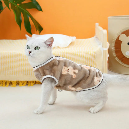Leisure Pet Cat Clothes Winter Warm Sweatshirt Soft Cozy Cat Costume Kitten Cardigan Puppy Vest Small Dog Jacket Ropa Para Gatos