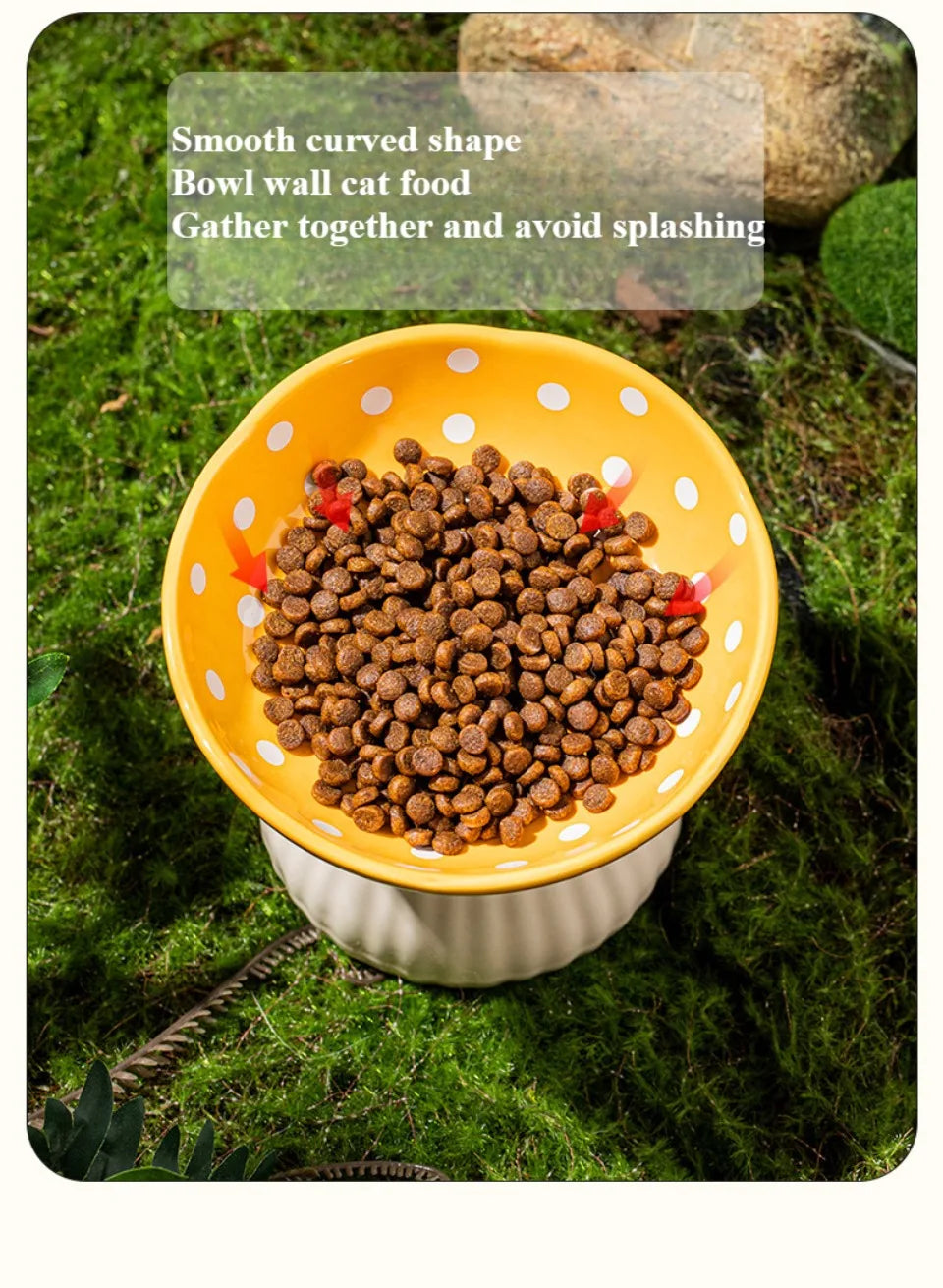 Mushroom Cat Bowl Cute Polka Dot Safe Ceramic Elevated Cat Feeder for Cats and Dogs Drinking Water Bowl Cat Feede Pet Supplies