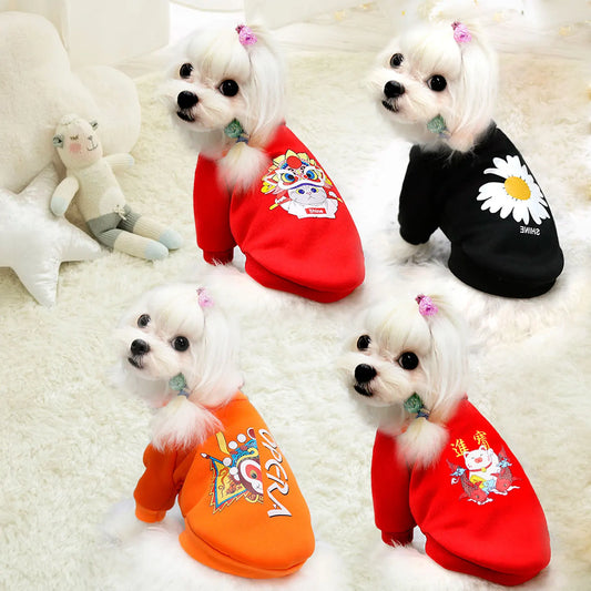 2023 New Dog Clothes Winter Warm Dog Clothes Christmas Tree Elk Dog Coat Puppy Clothing Hoodies For Small Dogs Yorkshire Outfit