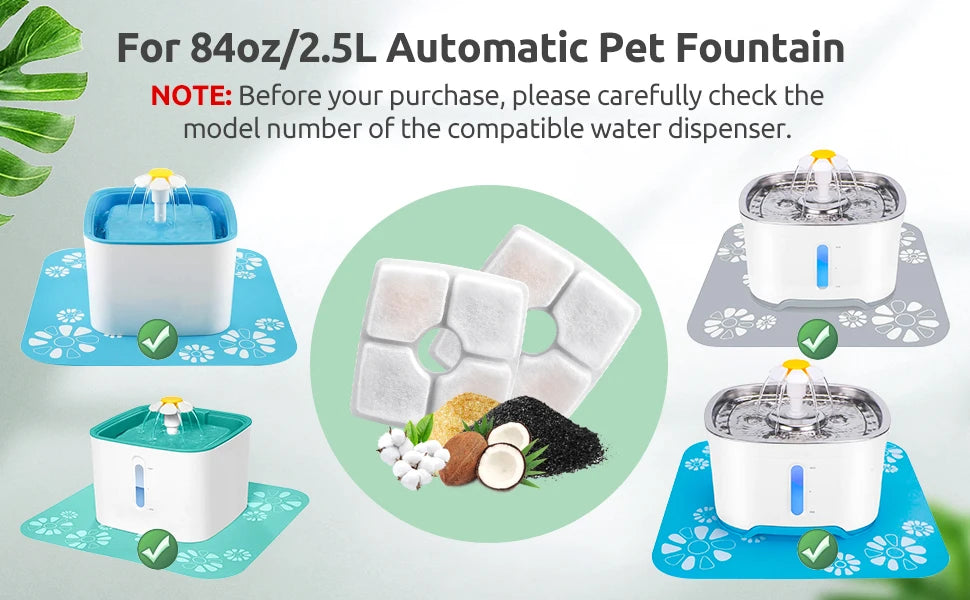 Pet Fountain Filters Cat Dog Water Dispenser Multi-Filtration System Activated Carbon Replace Filter 4/8 Pack Replacement Filter