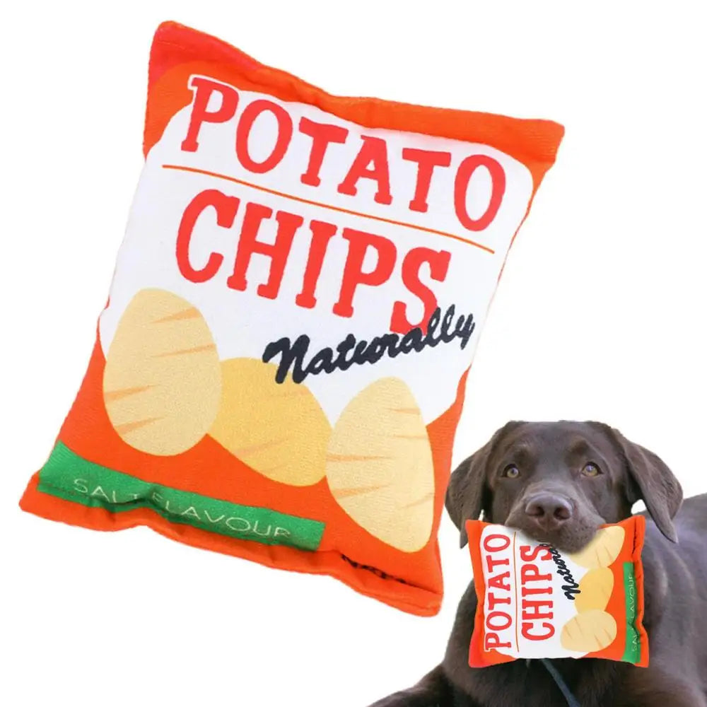 Dog Toy Potato Chip Bag Squeaky Snack Bag Dog Toy Molar Toy Snack Bag Dog Toy Interactive Plush Pet Toy Puppy Teething Toy