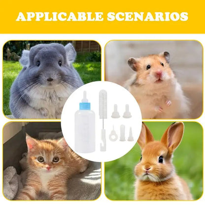 7pcs Puppy Nursing Bottle Kit Feeder Bottle Set for Small Dogs Replacement Feeding Nipples Cleaning Brushes for Puppies Kittens